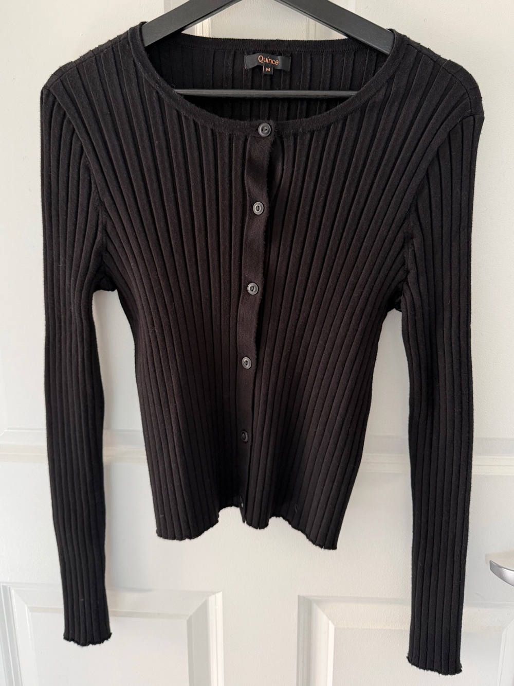 Quince Eco-Knit Cropped Rib Cardigan